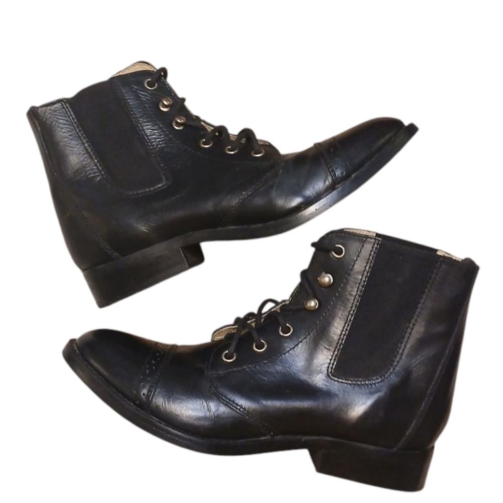 Black Lace-Up Ankle Boots Women's Size 6 Black Booties